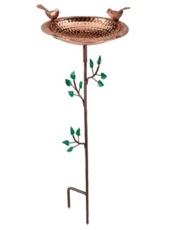 Pure Copper Bird Bath With Two Copper Birds And Tree Multipronged Garden Pole -Gardeners Sales Store 3 4 crop 8613379 04v
