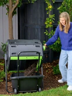Maze 48 Gallon Compost Tumbler With Cart -Gardeners Sales Store 3 4 crop 8613576 02V