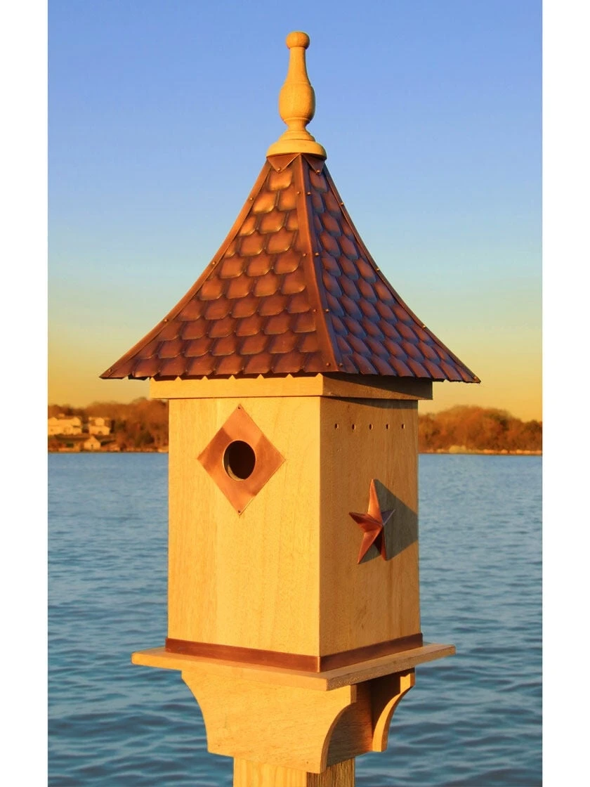 Copper Shingled Roof Bird House 3 Copper Shingled Roof Bird House
