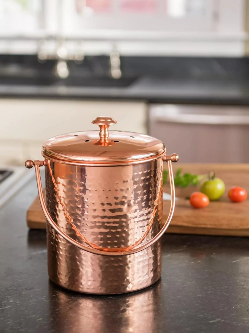 Hammered Copper Compost Pail 3 Hammered Copper Compost Pail