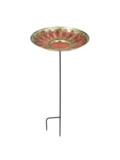 Achla Designs Red African Daisy Birdbath With Stake -Gardeners Sales Store 8609300 02v