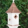Villa Copper Shingle Bird House -Gardeners Sales Store 8609499 01v villa copper shingle bird house white