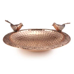 Pure Copper Bird Bath With Two Copper Birds And Tree Multipronged Garden Pole -Gardeners Sales Store 8613379 05v